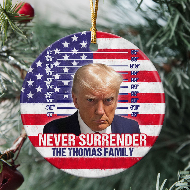 Trump Never Surrender, Personalized Ornaments, Trump Ornaments, Election 2024