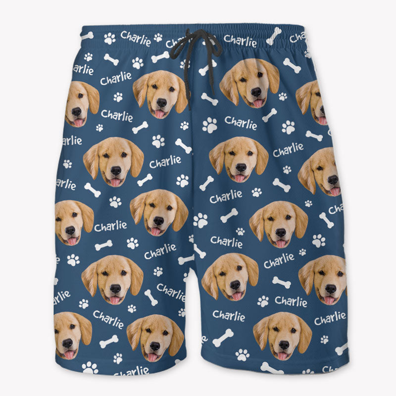 Dog Bone Pattern, Personalized Beach Shorts, Gift For Dog Lovers, Custom Photo