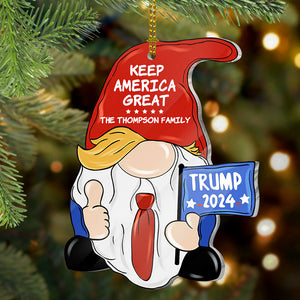 Make America Great Again Gnome, Trump Ornaments, Personalized Shape Ornament, Election 2024