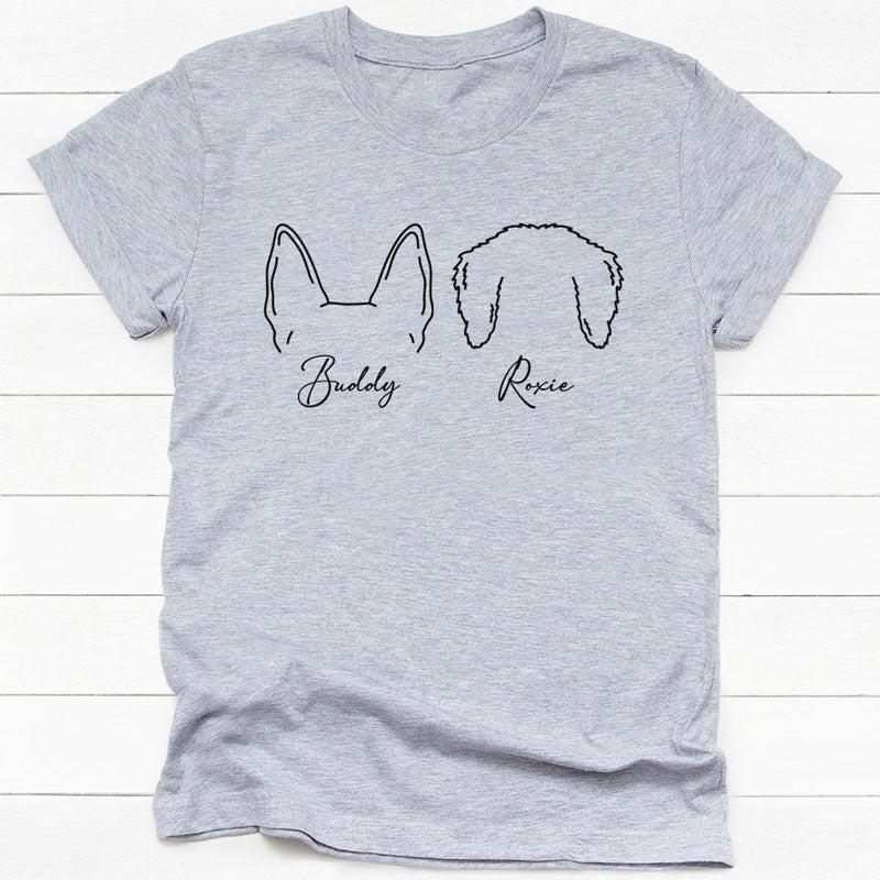 Discover Dog Ears Outline Shirt, Custom Gift For Dog Lovers Personalized T-Shirt