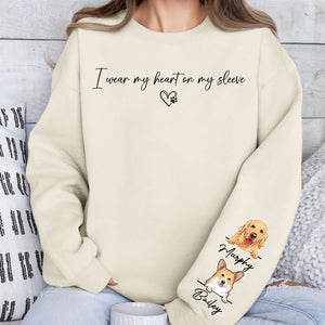 Wear My Heart On My Sleeve, Personalized Sweatshirt With Sleeve Imprint, Gifts For Mother's Day