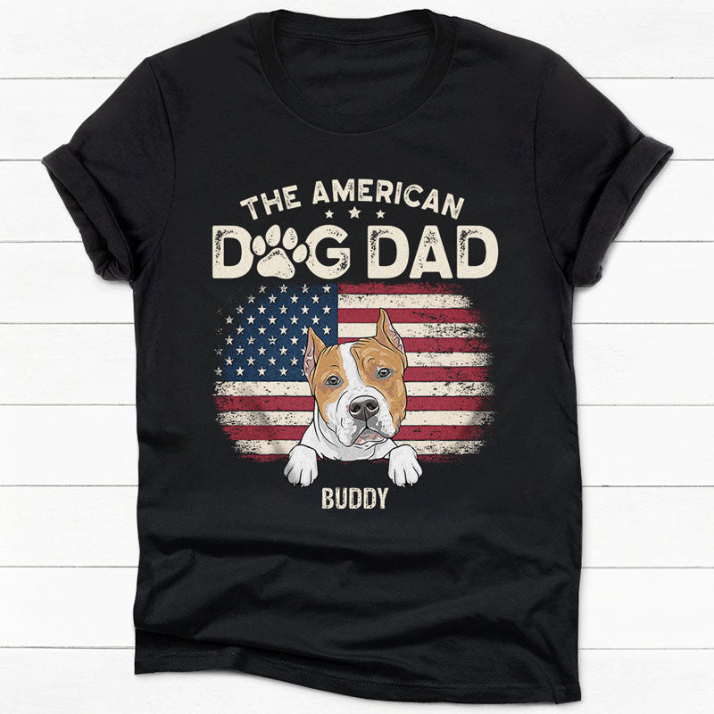 The American Dog Dad Dog Mom Dark Shirt, Personalized Shirt, Gift for Dog Lovers, Custom Photo
