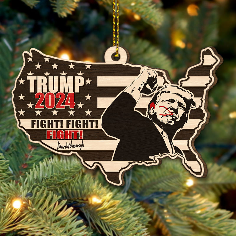 Fight For America Trump, Trump Shot, Personalized Shape Ornament, Election 2024