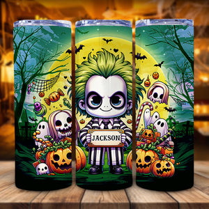 Cute Horror Halloween Character Tumbler, Personalized Tumbler, Halloween Horror Skinny Tumbler