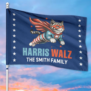 Super Hero Cat Harris Walz, Personalized House Flag, Kamala Harris Flag, Vote Kamala, Election 2024