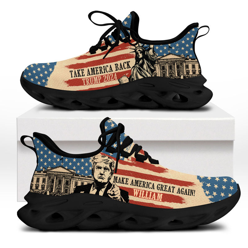 Vintage American Statue Of Liberty Trump 2024 MaxSoul Shoes, Personalized Trump Sneakers, Trump Shoes, Election 2024