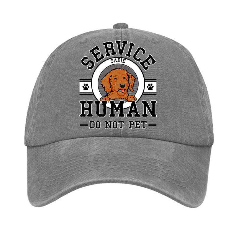Service Human Hat, Printed Vintage Cotton Washed Cap, Gifts For Pet Lovers, Custom Photo