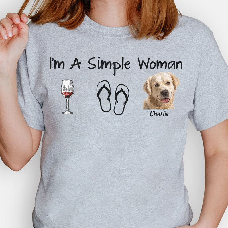 Discover I'm Simple Woman Funny Shirt, Gifts for Dog Cat Mom Custom Photo Personalized T-Shirt