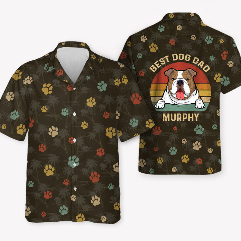 Best Dog Dad Dog Mom Vintage V2, Personalized Hawaiian Shirt, Gift For Dog Lovers, Custom Photo