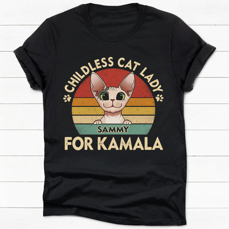 Childless Cat Lady For Kamala Harris, Personalized Shirt, Gift For Cat Mom, Custom Photo Election 2024