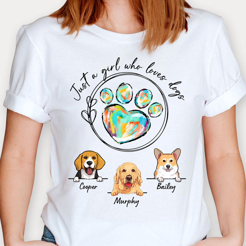 Discover Just A Girl Who Loves Dogs Cats Pets, Custom Gifts For Pet Lovers Personalized T-Shirt