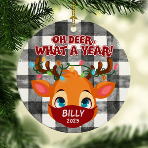 Personalized Christmas Ornaments, Oh Deer...What A Year , Custom Holiday Decoration