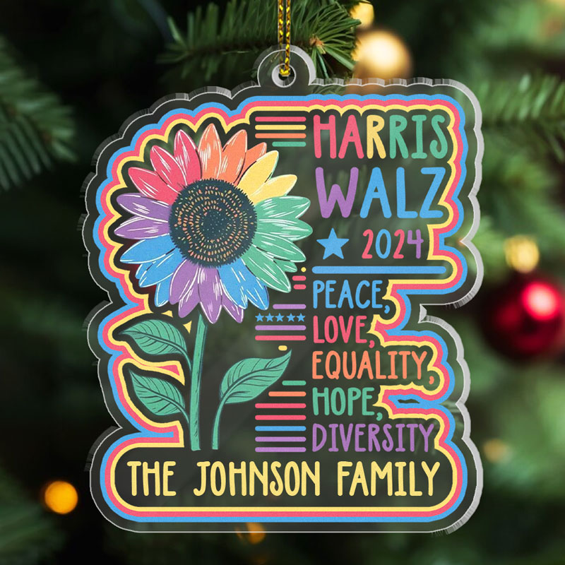 Peace Love Equality Harris Walz, Personalized Ornament, Kamala Harris Supporters, Election 2024