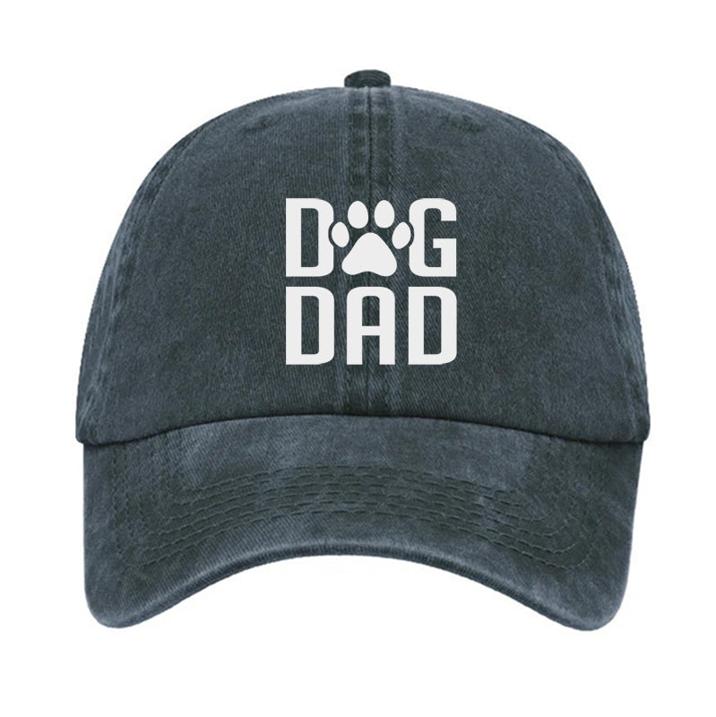 Dog Dad Hat, Printed Vintage Cotton Washed Cap, Gifts For Dog Dad, Father's Day Gift