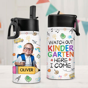 Watch Out Here I Come, Personalized Water Bottle With Straw, Back To School Gifts, Custom Photo