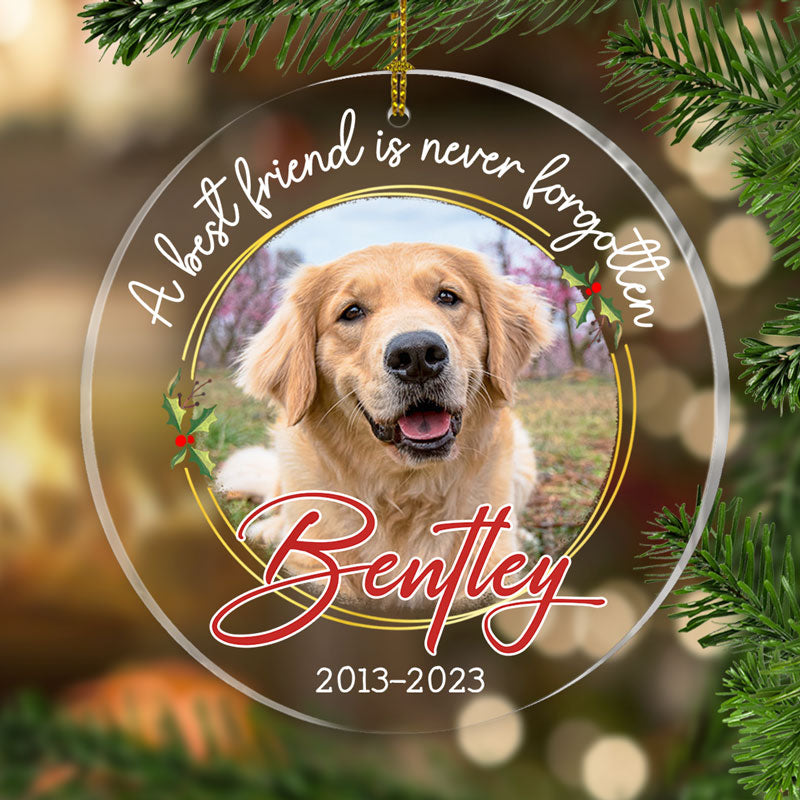 A Best Friend Is Never Forgotten, Personalized Shape Ornament, Memorial Gifts, Custom Photo