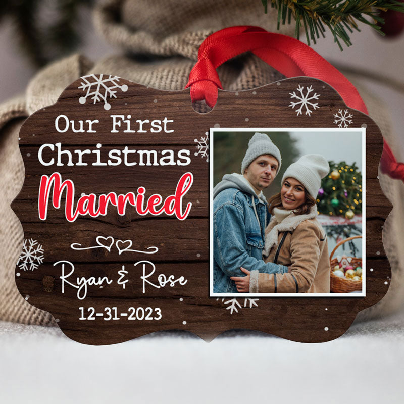 Our First Christmas, Personalized Christmas Aluminium Ornaments, Custom Photo Gift