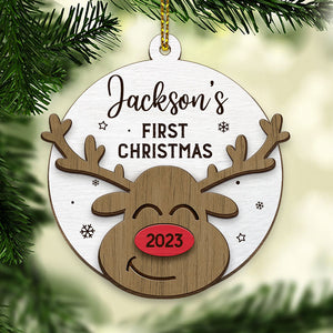 Baby First Christmas Deer, Christmas Wooden Ornament, Custom Gift For Baby