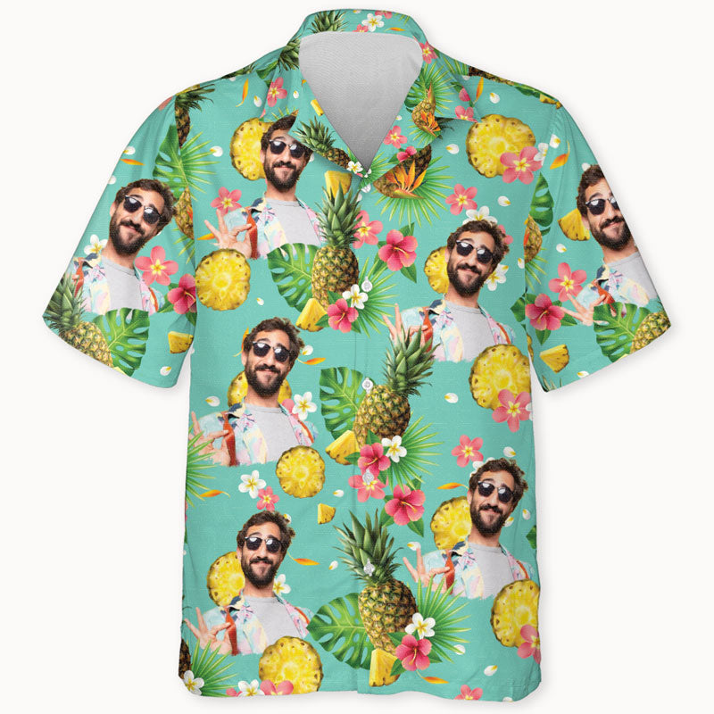 Tropical Fruits Hawaiian Pattern, Personalized Hawaiian Shirt, Custom Photo