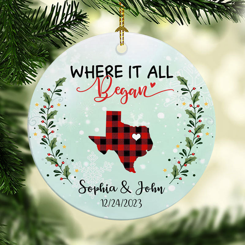 Where It All Began, Personalized State Ornaments, Custom Christmas Gift