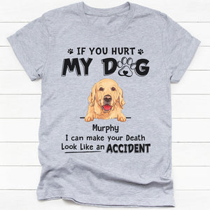 If You Hurt My Dog Peeking Dog, Personalized Shirt, Gifts for Dog Lovers, Custom Photo