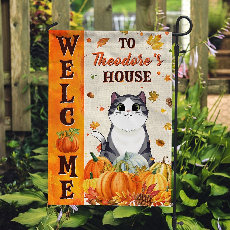 Welcome To The Cat House Fall Season, Personalized Garden Flags, Gifts For Cat Lovers