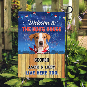 Welcome To The Dog's House Fireworks, Personalized Garden Flags, Gifts For Dog Lovers, Custom Photo