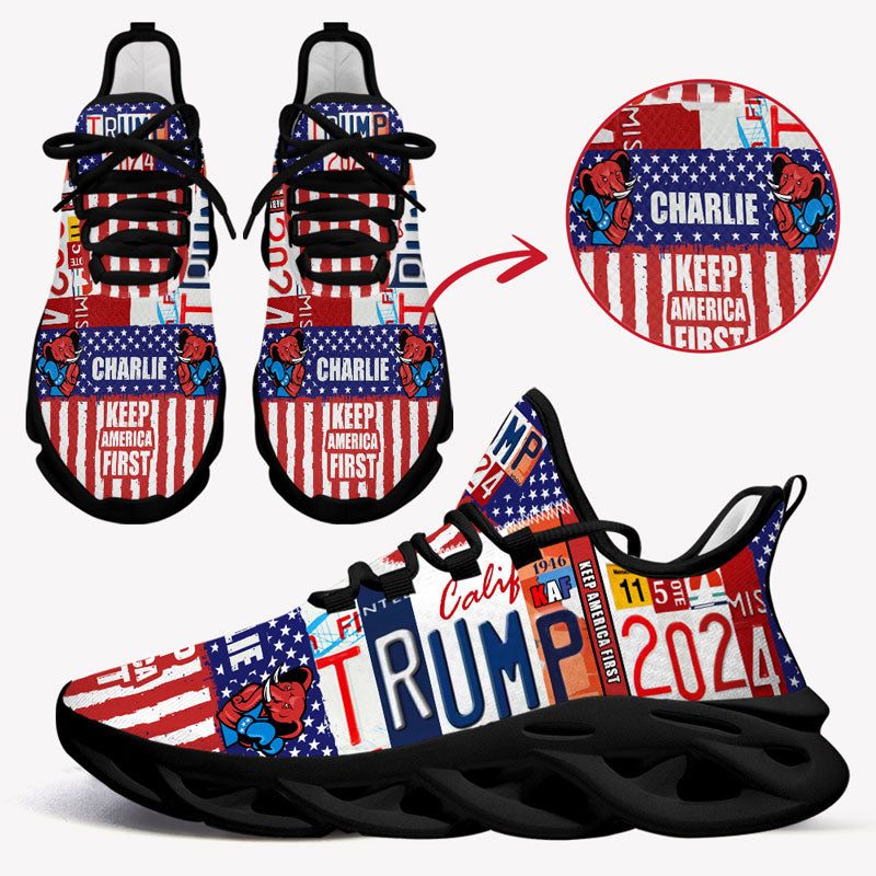 Trump Keep America First MaxSoul Shoes, Personalized Trump Sneakers, Trump Shoes, Election 2024