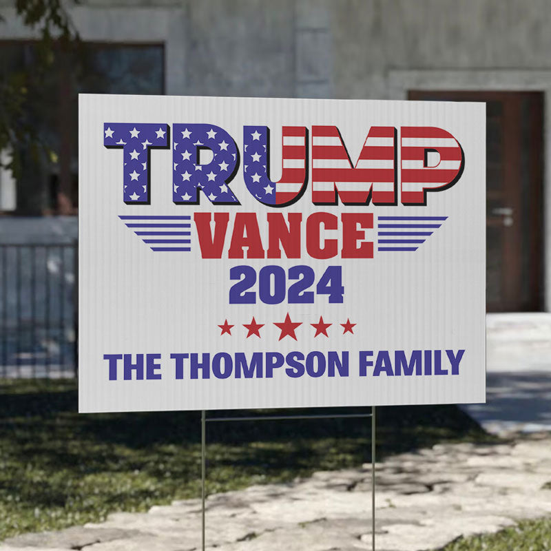 Trump Vance American Flag 2024, Personalized Yard Sign, Trump Sign, Election 2024