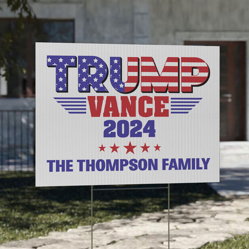 Trump Vance American Flag 2024, Personalized Yard Sign, Trump Sign, Election 2024