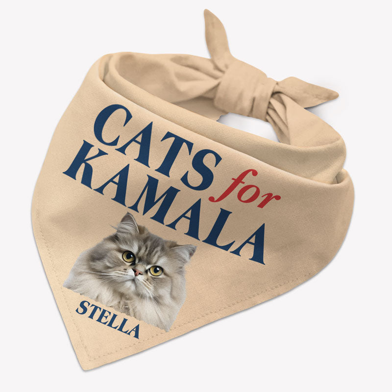 Cats Dogs For Kamala Bandana, Personalized Bandana, Gift For Pet Lovers, Gift For Kamala Harris Supporters, Custom Photo