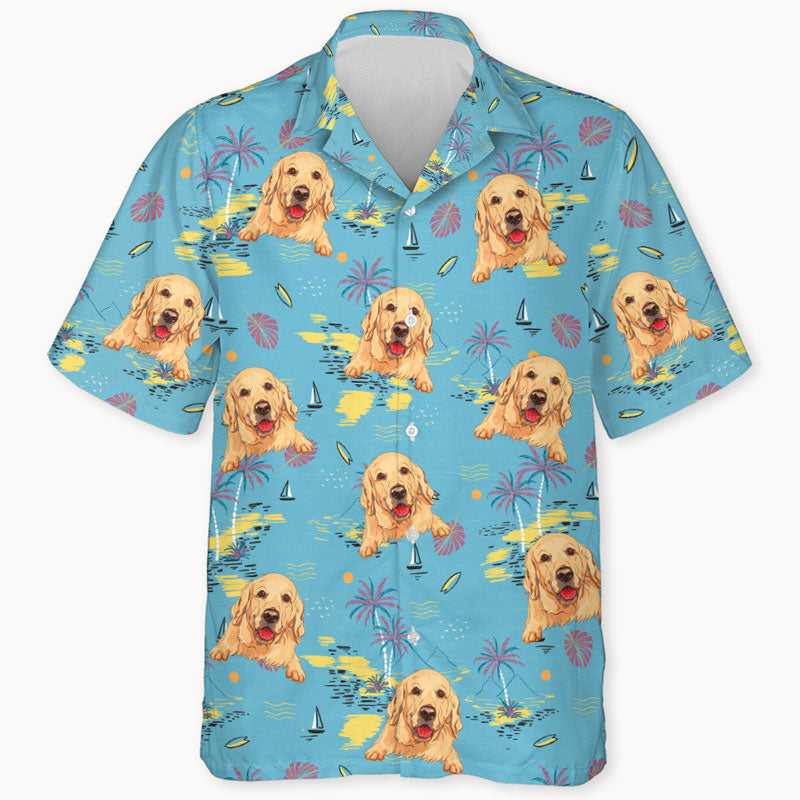 Palm Tree Peeking Dog, Personalized Hawaiian Shirt, Gift For Dog Lovers
