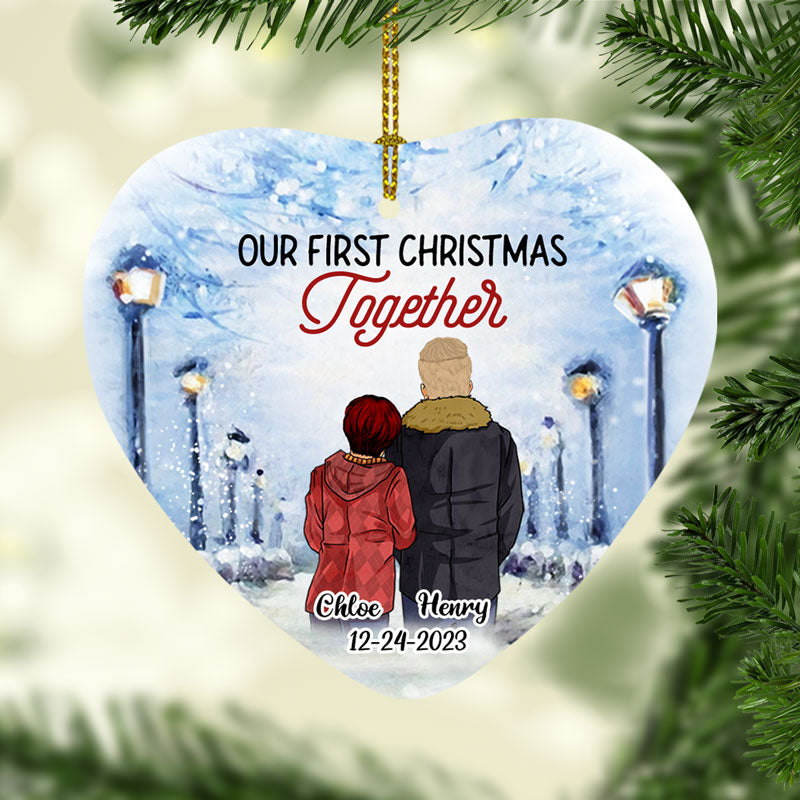 Our First Christmas Together, Personalized Heart Ornaments, Anniversary Gifts