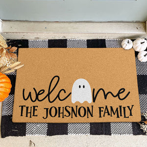 Ghost Welcome Halloween, Personalized Doormat, Funny Halloween Doormat