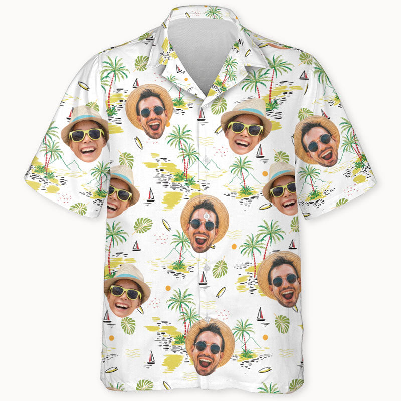 Palm Tree Hawaiian Pattern, Personalized Hawaiian Shirt, Custom Photo