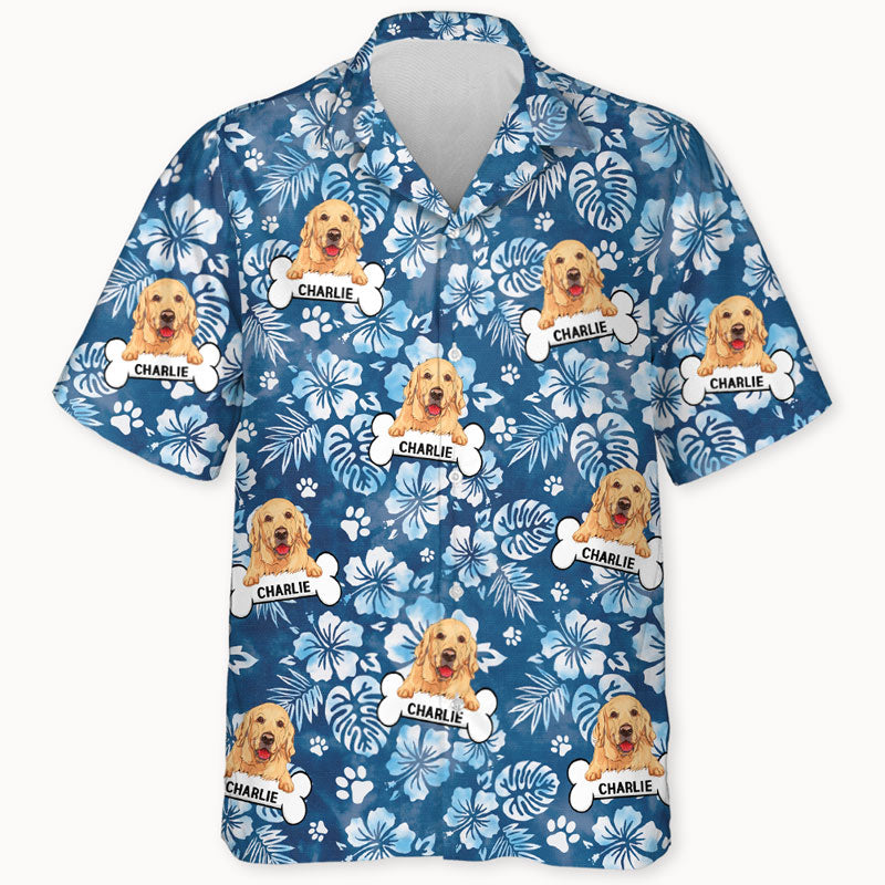 Hibiscus Dog Pattern Shirt, Personalized Hawaiian Shirt, Gift For Dog Lovers