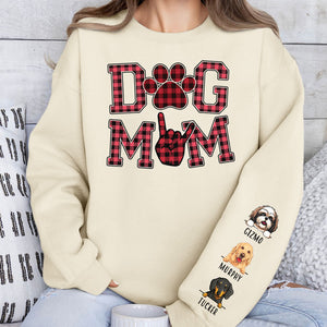 Dog Dad Dog Mom, Personalized Sweatshirt With Design On Sleeve, Gifts For Dog Lovers