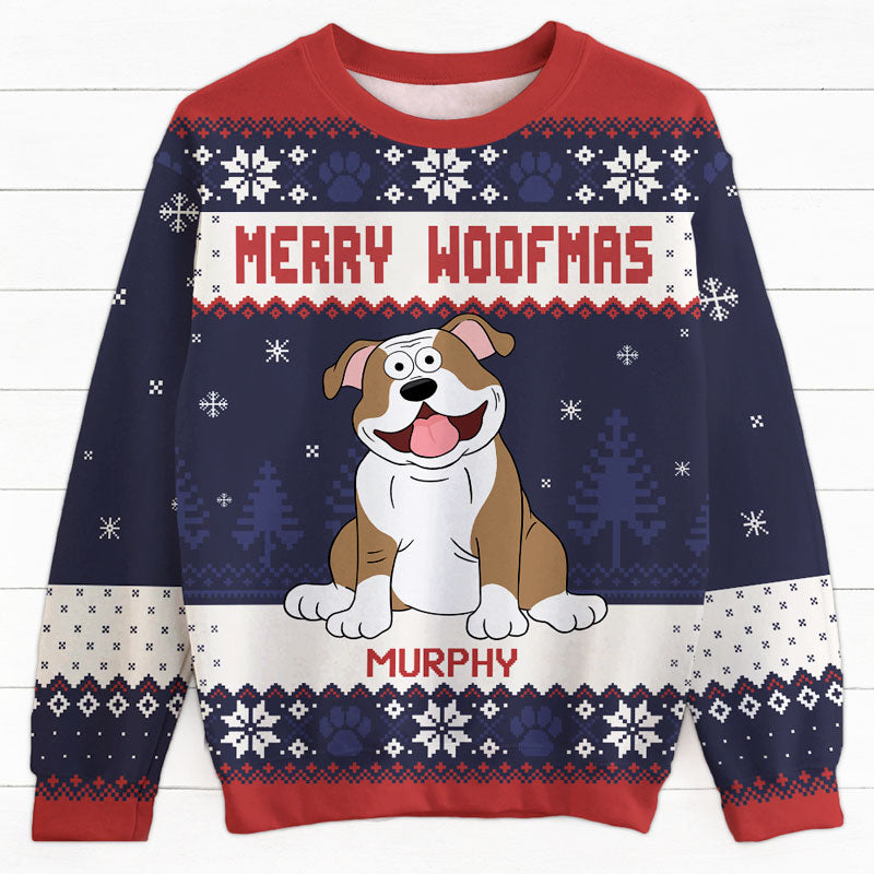 Feliz Navidog, Personalized All-Over-Print Sweatshirt, Ugly Sweater, Christmas Gift For Dog Lovers, Thickness Sweatshirt / S