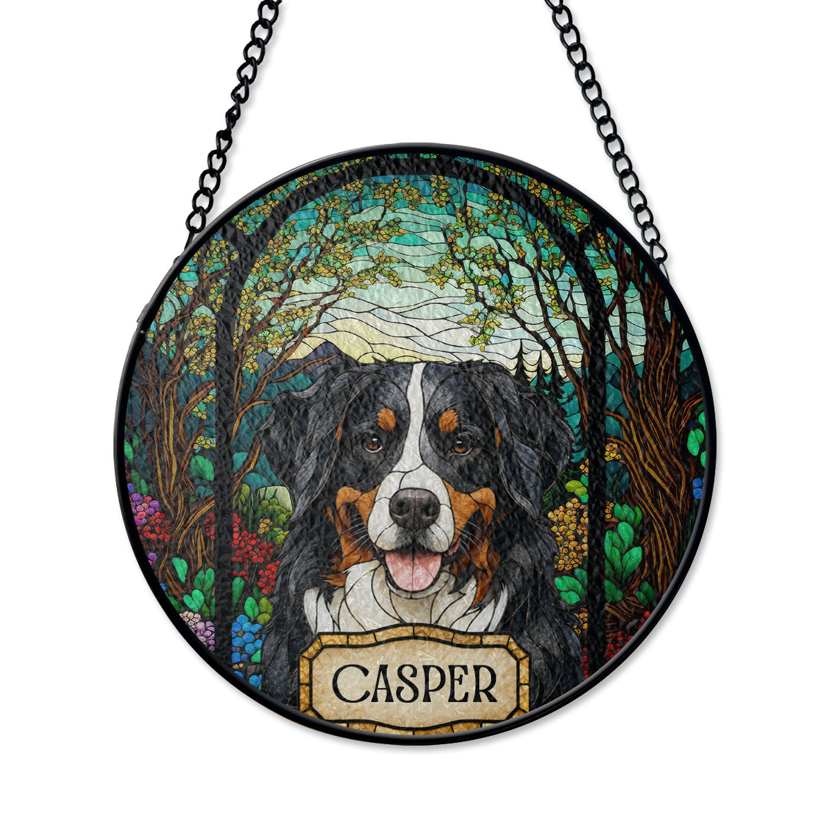 Personalized Dog Portrait Stained Glass Suncatcher, Custom Pet Memorial Cat Loss Keepsake, Memorial Gift