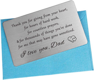 Dad Engraved Wallet Insert Card, Thank You Dad Gifts, I Love You Dad, Gifts For Father's Day, Gifts For Lovers