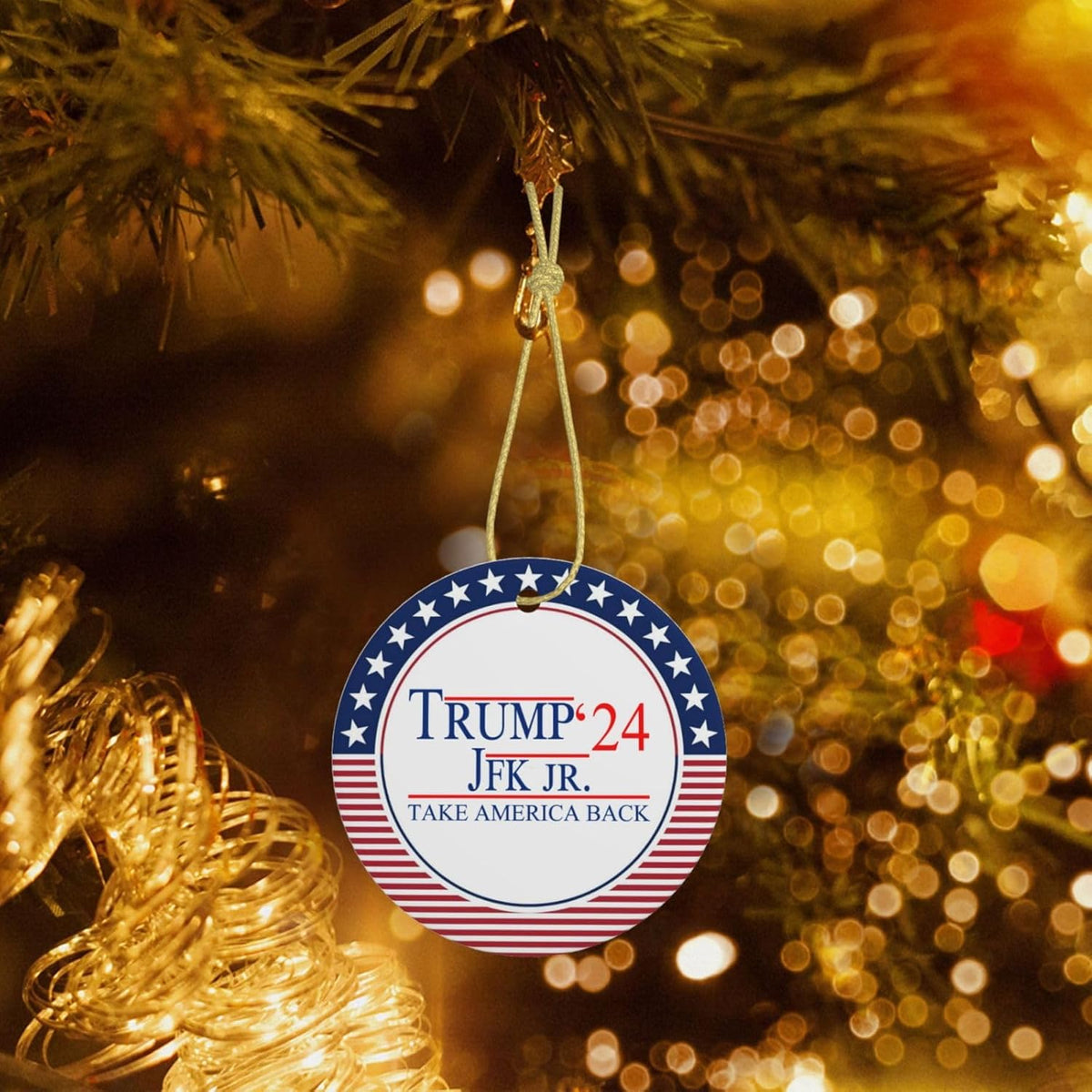 Trump-Jfk-Jr'24 Take America Back Christmas Ornaments, Election 2024