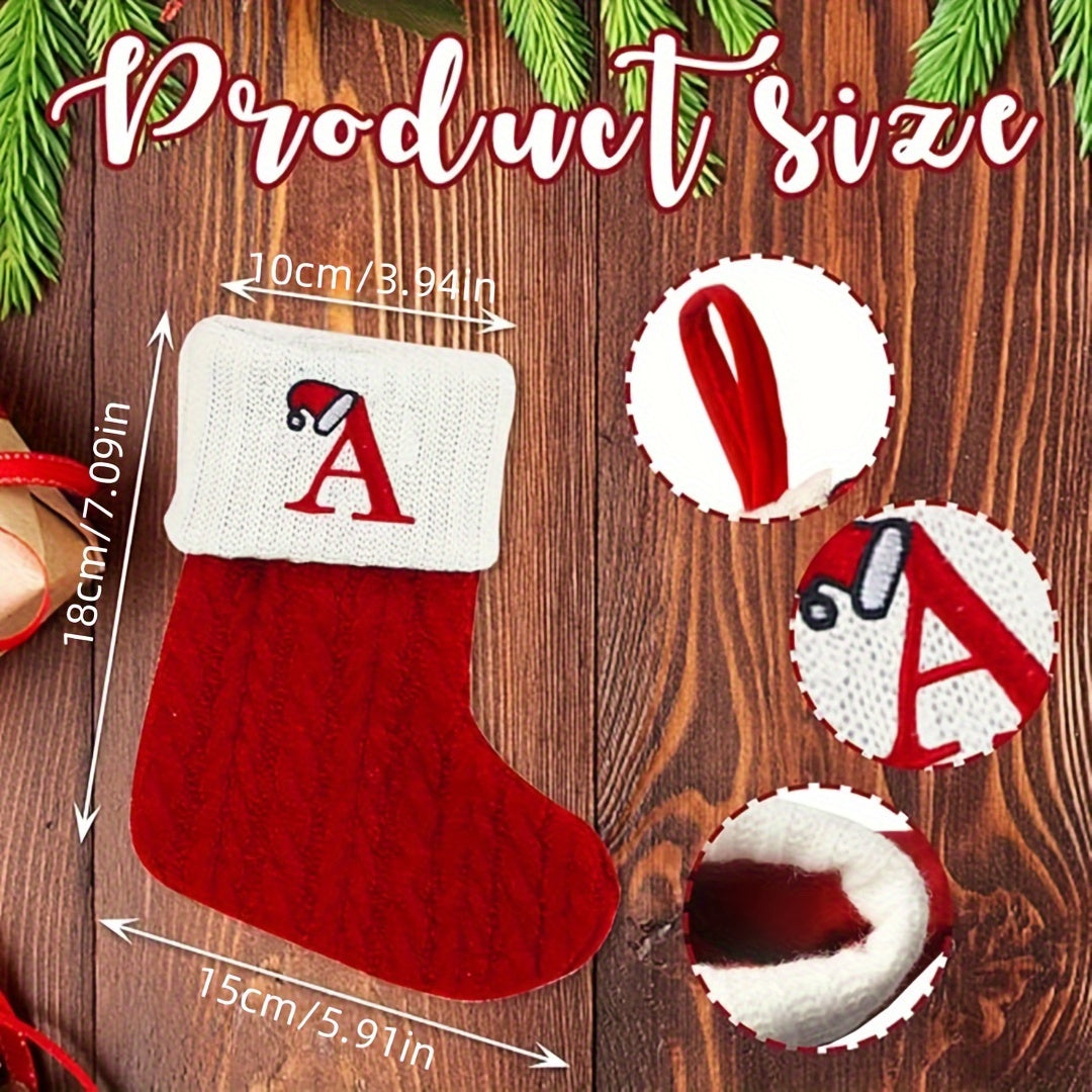 Alphabet Stocking, Knit Christmas Stocking with Personalized Initials - Perfect for Christmas Party Decorations