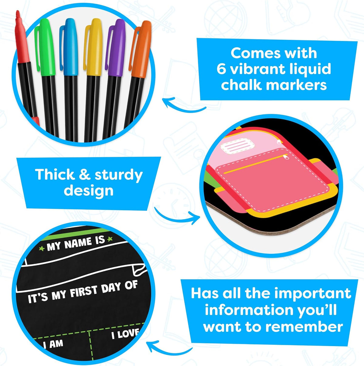 First and Last Day of School Board Sign with Liquid Chalk Markers Pack, Personalized Back To School Sign, Wooden School Board