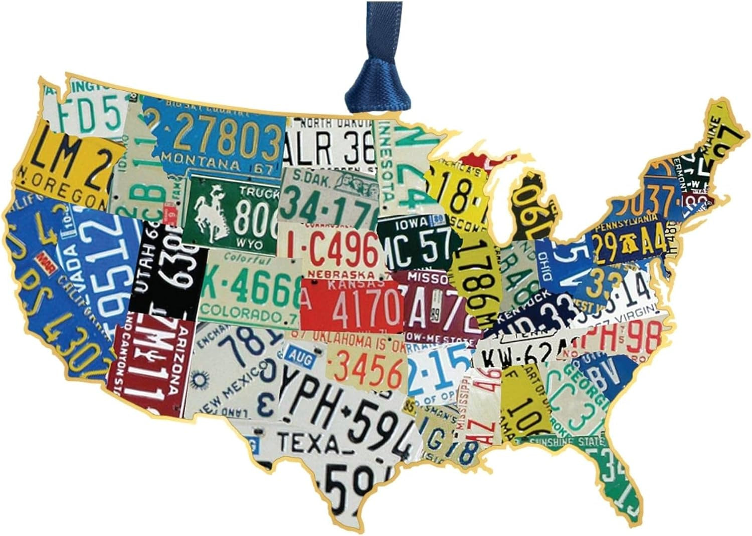 USA License Plate Map Ornament, Christmas Gifts, Election 2024