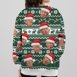 Custom Trump Face Funny Christmas Pattern, Personalized All-Over-Print Sweater, Kid Sweatshirt, Ugly Sweater, Gift For Trump Supporters.