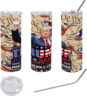 The Sequel Make Liberals Cry Again Skinny Tumbler, Gifts for Trump Lover, Election 2024