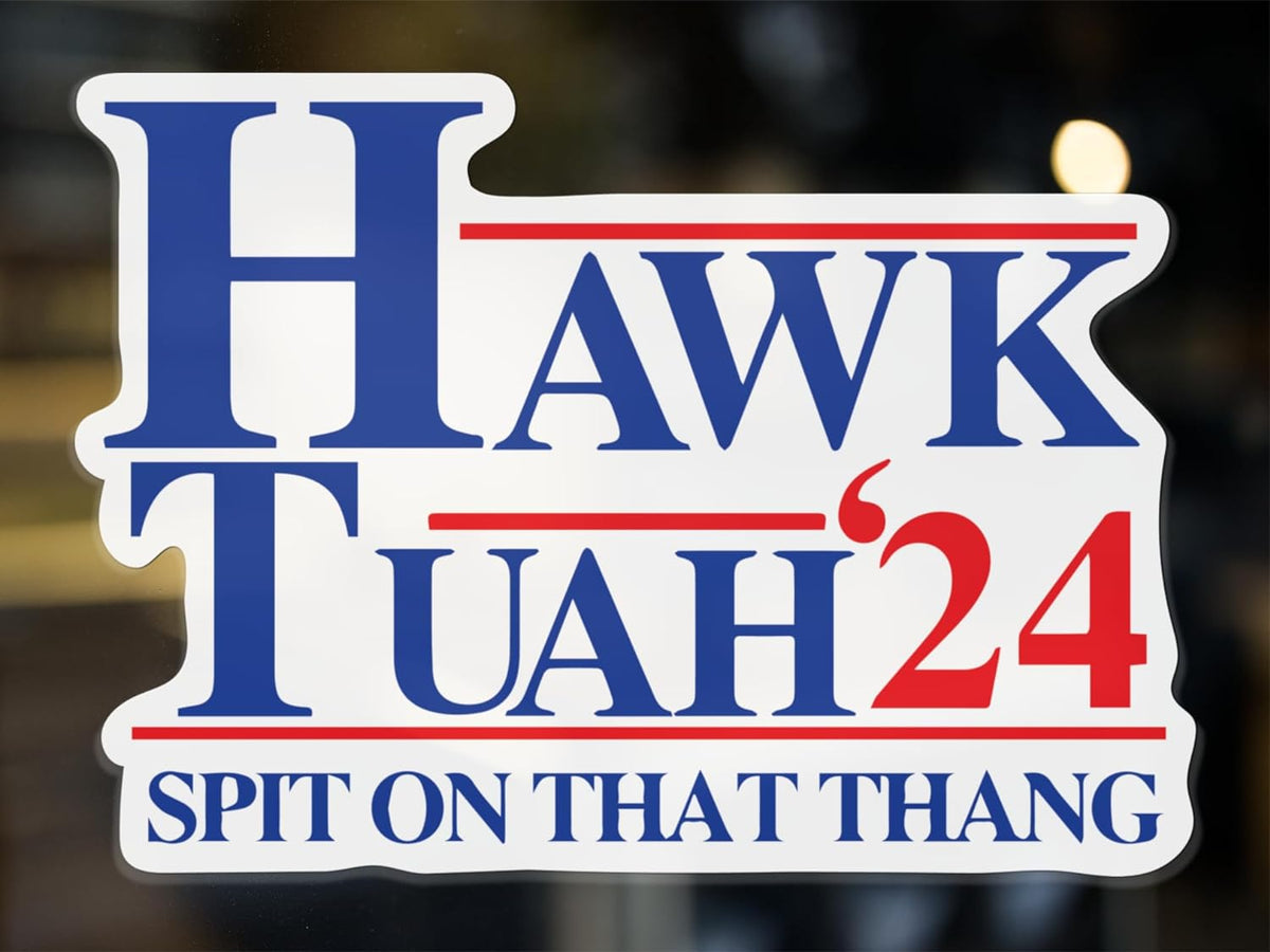 Hawk Tuah Spit on That Thang Funny Bumper Sticker, Hilarious Meme Decal