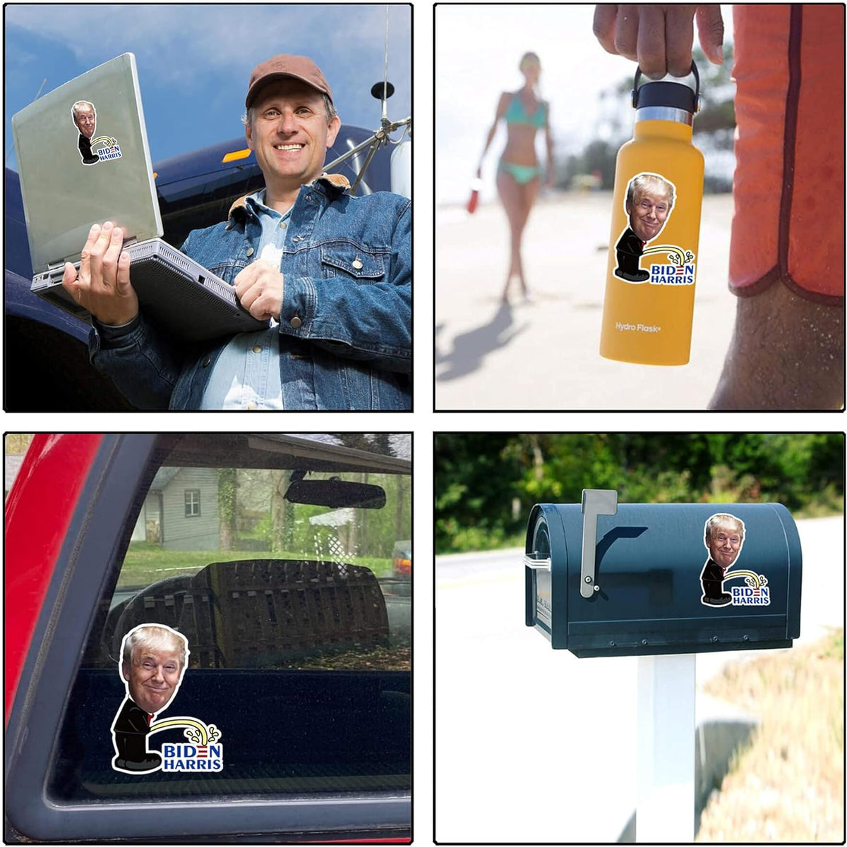 2Pcs Trump Pissing on Biden Sticker, 