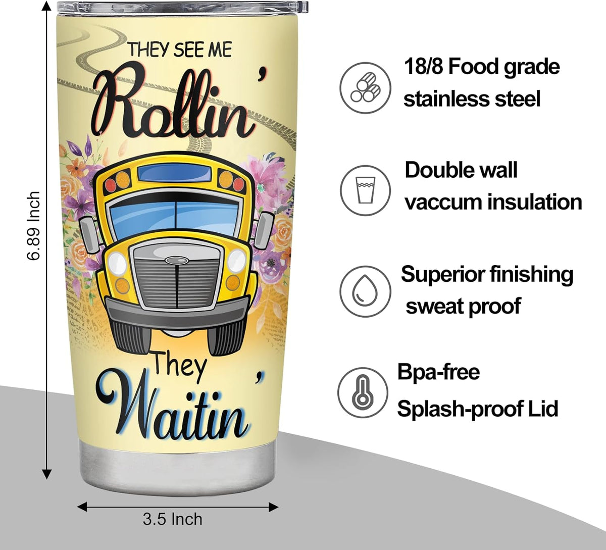 School Bus Driver  Tumbler, Bus Driver Appreciation Gifts, 20Oz Stainless Steel Tumbler School Bus