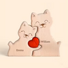 Personalized Custom Cat Family Wooden Puzzle DIY Engraving Name Sculpture Home Decor